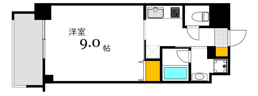 ブリリアンクラス河原町(1K/2階)の間取り写真