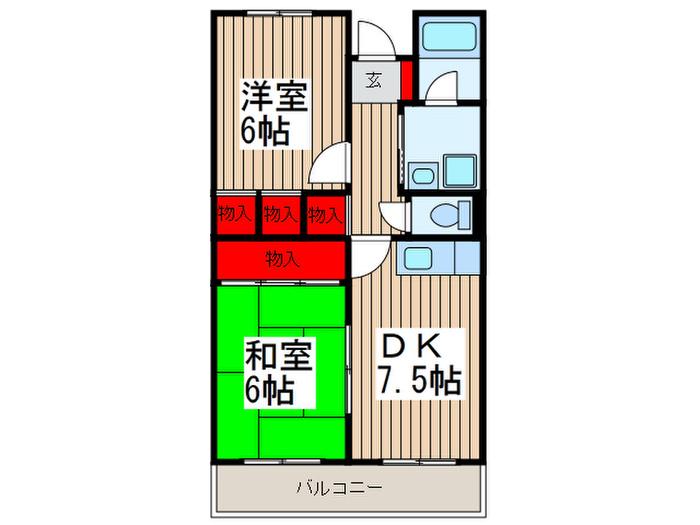 センチュリーハイム(2DK/2階)の間取り写真