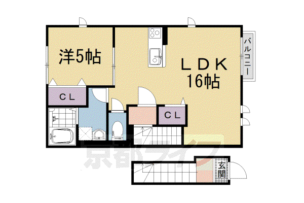 DUO SOLEIL 一乗寺(1LDK/2階)の間取り写真