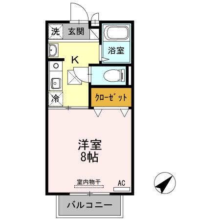 エクセルスミ(1K/1階)の間取り写真