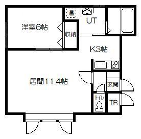 アリエル(1LDK/1階)の間取り写真