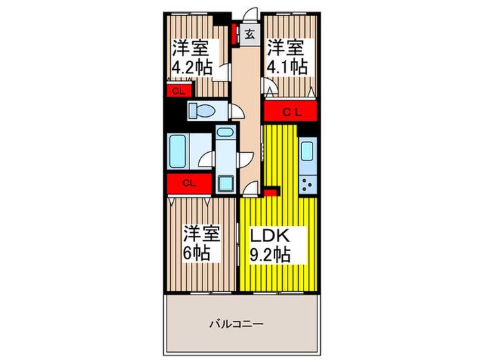 ライオンズプラザ浦和元町シティー(3LDK/4階)の間取り写真