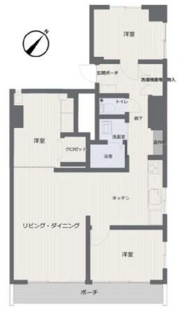 田園調布愛和マンション(3LDK/1階)の間取り写真