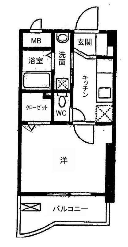 ボニート到津(1K/1階)の間取り写真