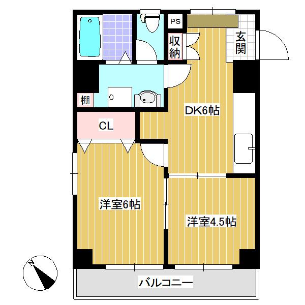カーサ西小岩(2DK/2階)の間取り写真
