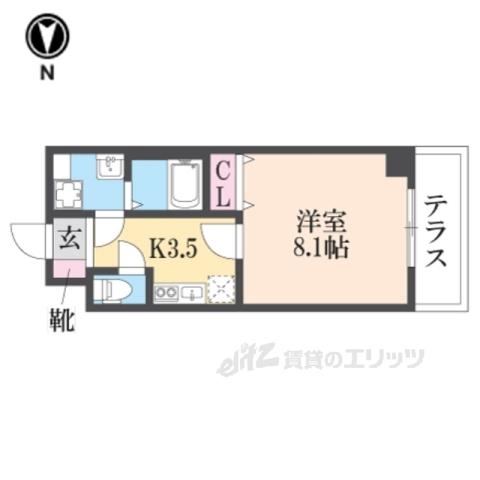 グランデトワール5(1K/2階)の間取り写真
