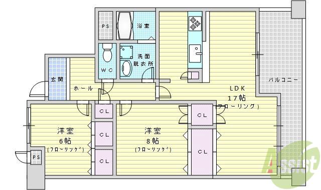 プレミール桃山台(2LDK/1階)の間取り写真