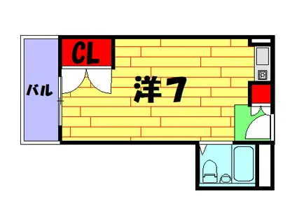 ハイツ高美(ワンルーム/3階)の間取り写真