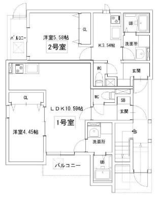 メゾンクレール南福岡(1K/1階)の間取り写真