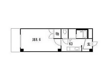 パークサイド鷹匠(1K/1階)の間取り写真