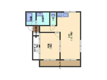 サンライフ新井町(1LDK/1階)の間取り写真