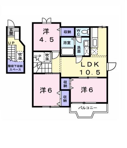 アヴニールI(3LDK/2階)の間取り写真