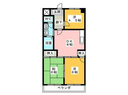 スカイハイツ瀬古(3DK/6階)の間取り写真