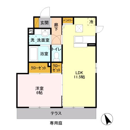 サンホープ倉A(1LDK/1階)の間取り写真