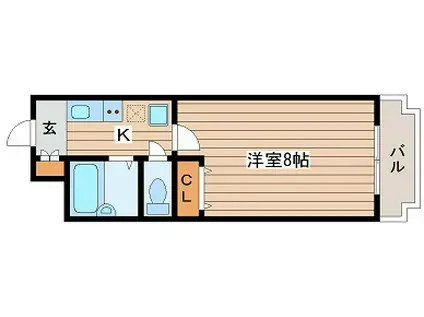 靭ハイツ(1K/2階)の間取り写真