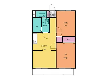 コテージ原(2LDK/2階)の間取り写真