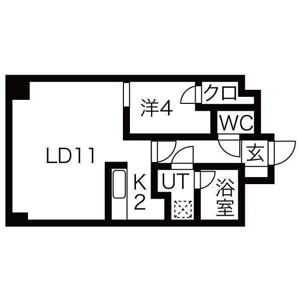 ノール山鼻(1LDK/8階)の間取り写真