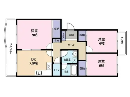 森島パークヒルズ(3DK/4階)の間取り写真