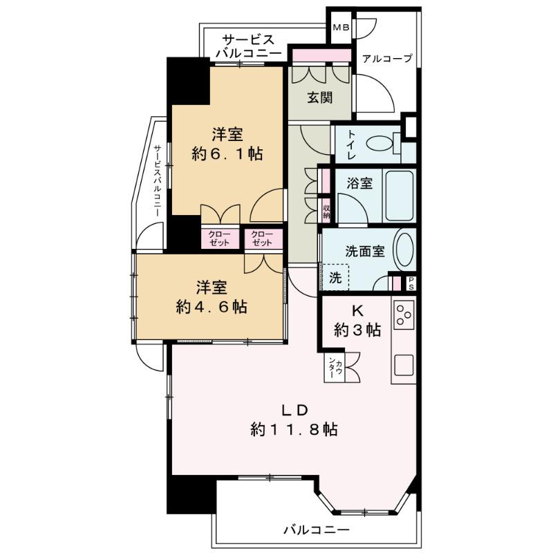 ディオ梅田(2LDK/5階)の間取り写真