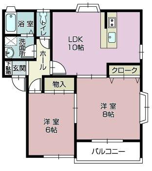 リヴェールA(2LDK/2階)の間取り写真