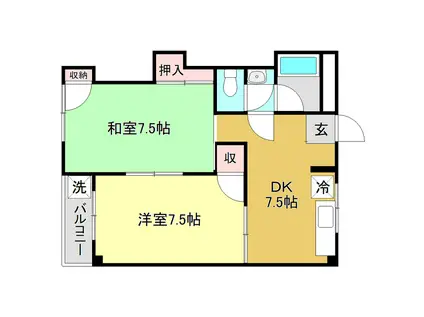 クレールメゾンK(2DK/4階)の間取り写真