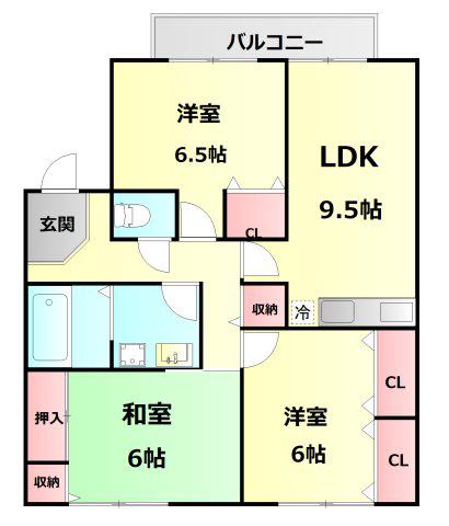 ベルフォーレ(3DK/2階)の間取り写真
