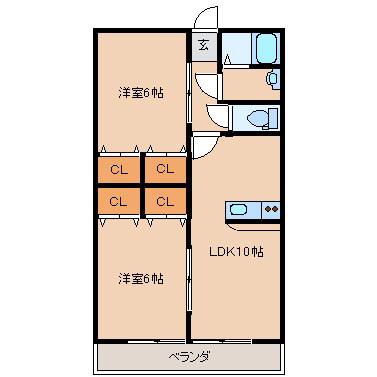 クインズコート(2LDK/2階)の間取り写真