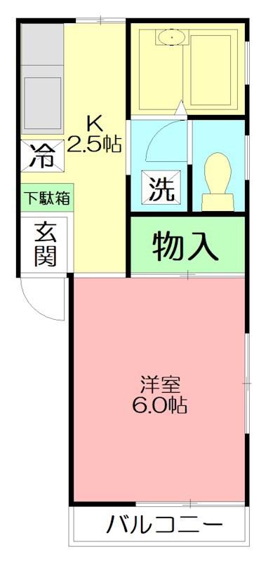 プレジール秦野(1K/2階)の間取り写真