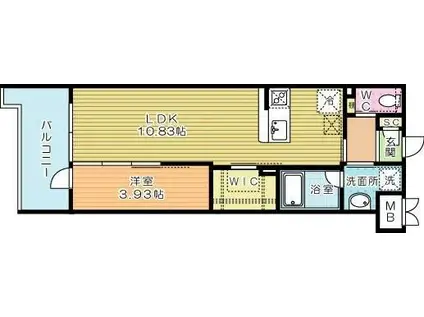 ウイングス城野駅前(1LDK/7階)の間取り写真