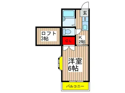 リブハウス柏B(1K/2階)の間取り写真