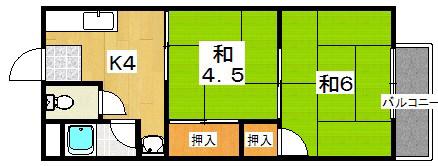 ユニメント(2K/2階)の間取り写真