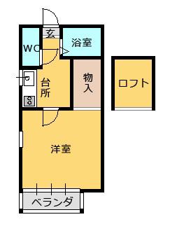プレステージ弐番館(1K/2階)の間取り写真