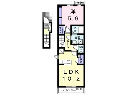 アイランド・パイン(1LDK/2階)の間取り写真