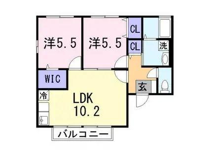 フルーレ(2LDK/1階)の間取り写真