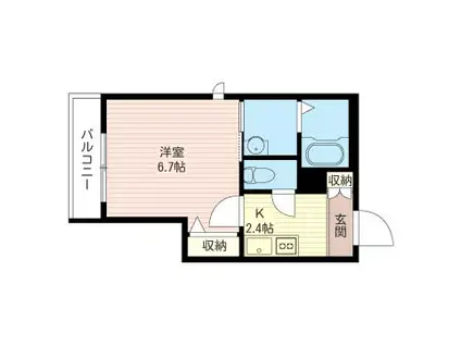 フェリーチェ(1K/2階)の間取り写真