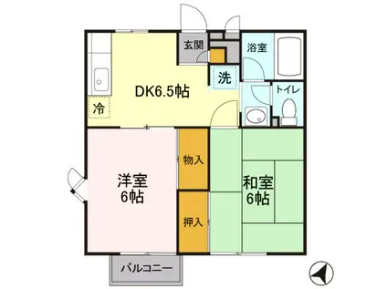 尾山台ハイツI(2DK/2階)の間取り写真