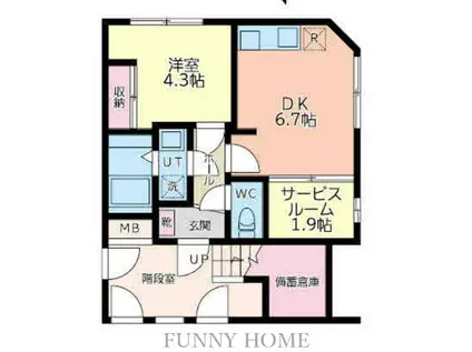 GREEN WAY YAKUMO(1SDK/1階)の間取り写真