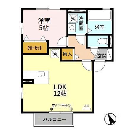 クレソンA(1LDK/1階)の間取り写真
