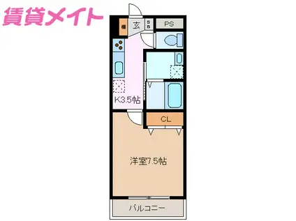 STUDIO21(1K/1階)の間取り写真