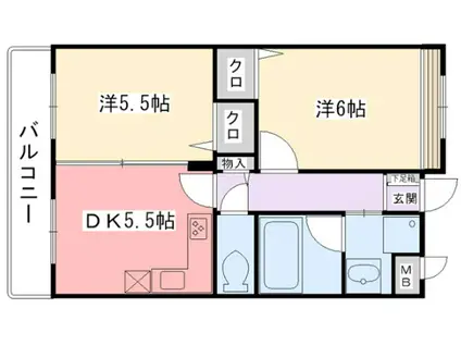 ヴェルテ樋口(2DK/1階)の間取り写真