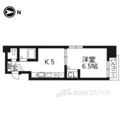 SHINE 蛸薬師(1DK/8階)の間取り写真