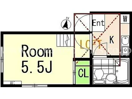 PMフラッツ笹塚(1K/2階)の間取り写真