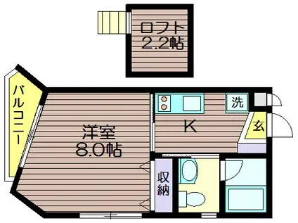 グラティア南烏山 イースト(1K/3階)の間取り写真