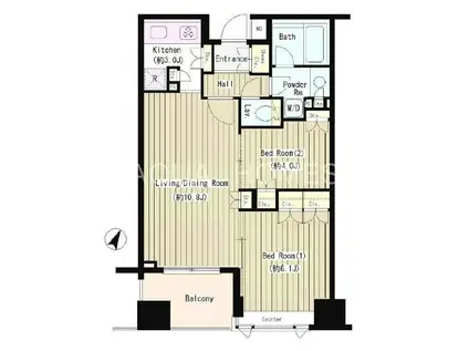 コクヨーレ日本橋(2LDK/4階)の間取り写真