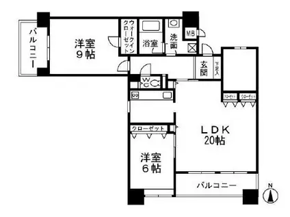 ラジュール南堀江(2LDK/7階)の間取り写真