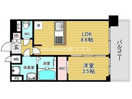 プレサンス大正エミナンス(1LDK/15階)の間取り写真