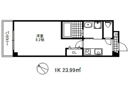 ディースクエア深江本町(1K/1階)の間取り写真