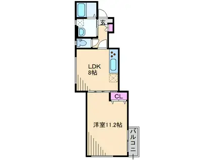 オンリーワン篠原北(1DK/1階)の間取り写真