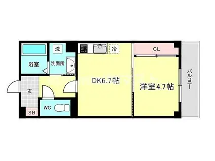 GARDENIA天王寺南(1DK/3階)の間取り写真