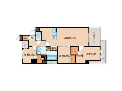 ラヴィーナ奈良(3LDK/4階)の間取り写真